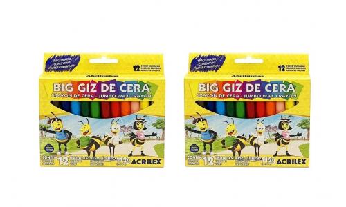 Acrilex 02x Abelhinhas Jumbo Max Giz de cera 12 unidades